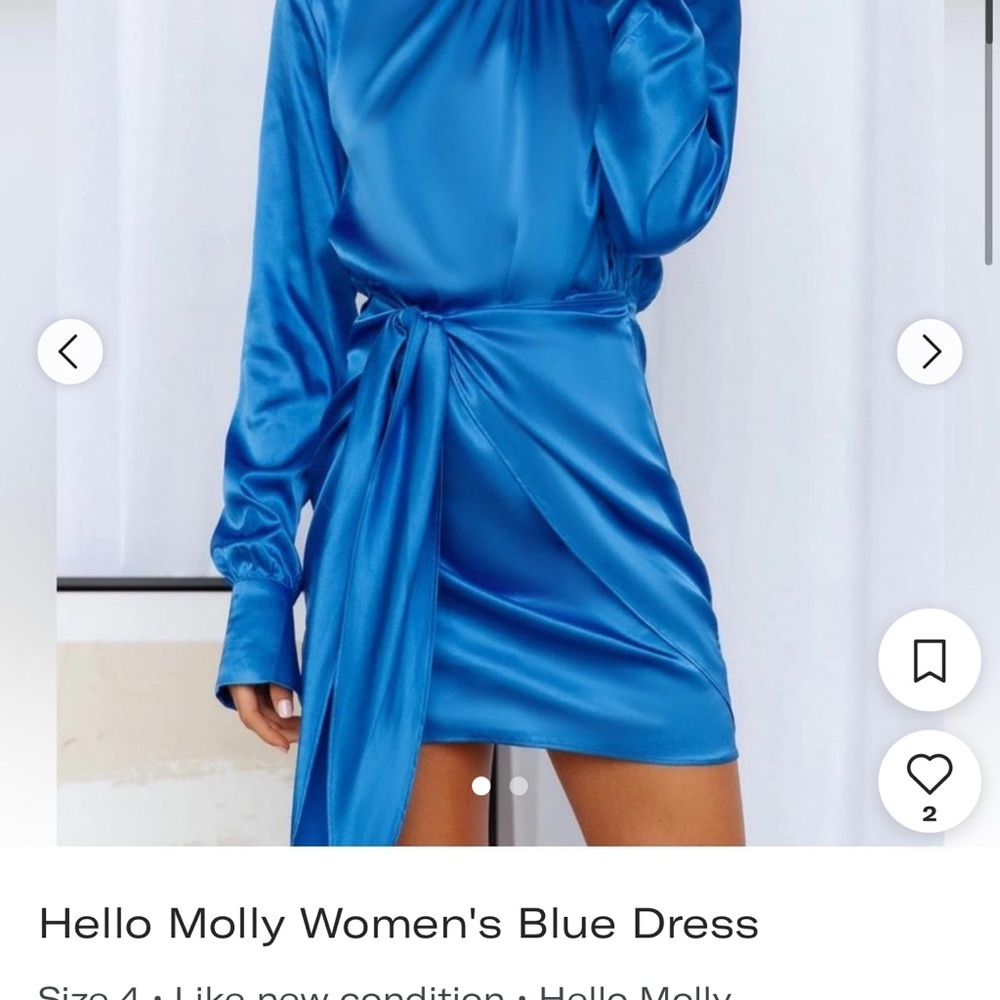 Hello Molly Blue Sheath Dress with Bishop Sleeves